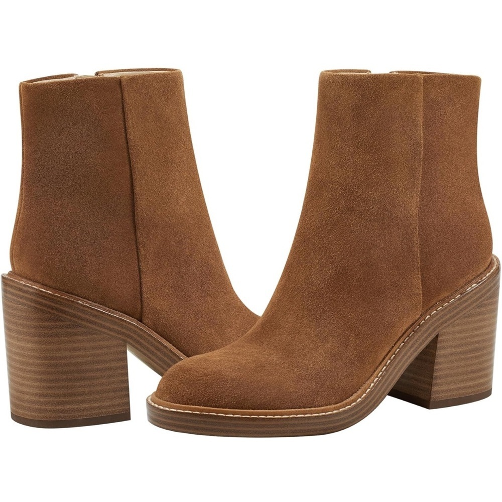 Marc Fisher Haleena Suede Ankle Boot Size 10 Cocco - Picture 2 of 10